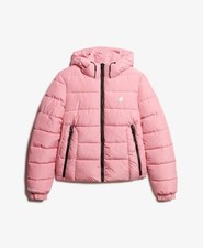 Superdry Women's Hooded Spirit Sports Puffer Jacket Montauk Blush, Size 14 UK-L