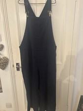 Seasalt Navy Blue Porthallow Cove Wide Leg Dungarees Size 20 VGC