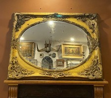 Antique Gilt Rococo Overmantel Mirror – Ornate 18th/19th-Century.  Aged/Foxing
