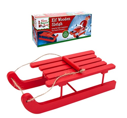 Elf red wooden sleigh - sleigh, (1)