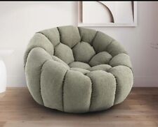  Teddy Boucle Fabric Sage Green  Swivel Accent Chair