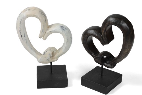Wooden heart ornament statue - ornament,