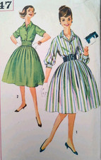 Vintage 1950s Simplicity 3047 Teen Shirt-Dress Printed  Sewing Pattern B30"