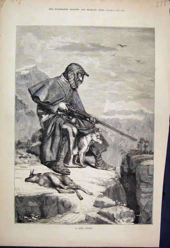 Original old antique print - old,