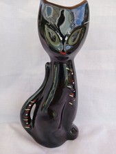 Scoop Head Black cat bud vase 1950s