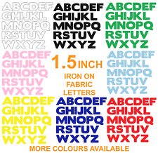IRON  ON die cut Fabric LETTERS! Approx size 1.5"! in Various Colours!