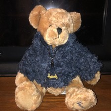 Brown HARRODS Bear With Fluffy Blue Zip Jacket