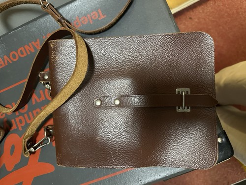 Leather french army map bag - leather,