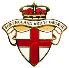 ENGLAND BADGE "FOR ENGLAND AND ST GEORGE" - White Version, Lapel Badge UK Seller