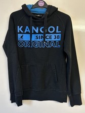 KANGOL Men’s Black Logo Front Print Pullover Hoodie Top UK Size Small