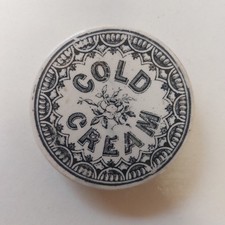 Antique Old Gothic Style Cold Cream Pictorial Pot Lid Chemist Medical Pot