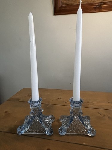 Pair blue glass rectangle - pair,