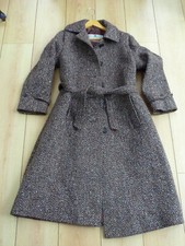 Aquascutum Rare Vintage Pure Wool Tweed Long Over Coat Half Raglan - UK 12 14