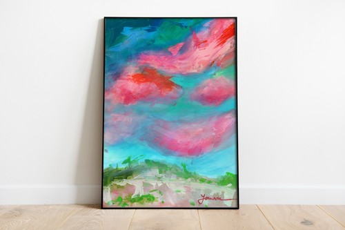Pink clouds painting - clouds,
