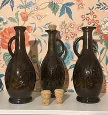 500ml Olive Oil Bottle 24x10cm Pourer Green Glass Drizzle Dispenser Cork Lid