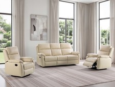 CREAM Italian Leather 3 Seater