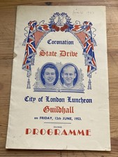 1953 Elizabeth II Coronation City Of London Luncheon Programme 