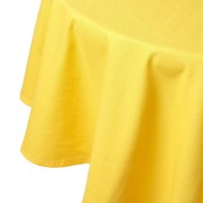 Yellow Round Cotton Tablecloth 178cm Plain Washable Hem Stitch Dining Cover