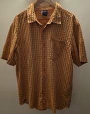 Y2K Adidas Climalite Short Sleeved Orange and Mustard Check Shirt Size XL.