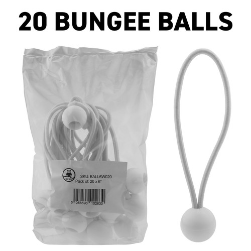 15cm white bungee balls - bungee,