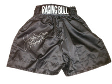 JAKE LAMOTTA WORLD CHAMP SIGNED EMBROIDERED RAGING BULL BOXING TRUNKS COA PROOF 