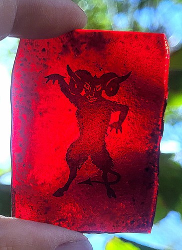 Stained glass devil - glass,