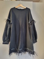 Elsy Designer Girl's Black Feathers Party Occasion Dress Age 10 - 11 Years