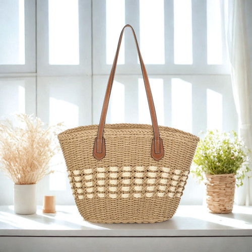 Women woven crochet tote bag - women,
