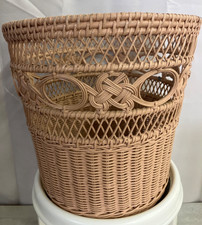 Pink Wicker Waste Basket Trash