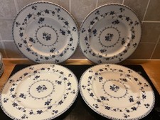 ROYAL DOULTON Yorktown Set of 4 Dinner Plates 27cm Blue & White (p&p Inc) 