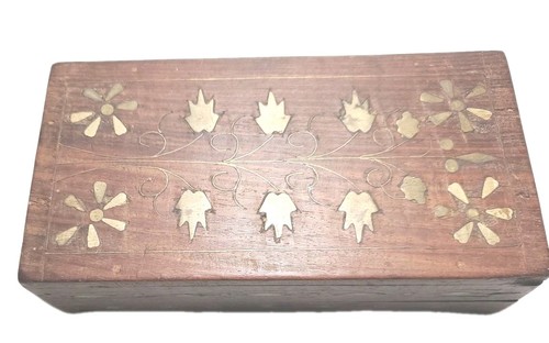 Old inlaid brass box - old,
