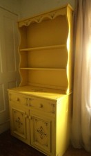Original hand painted small  yellow Welsh dresser
