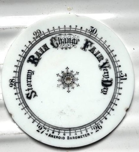 Antique enamel barometer dial - barometer,