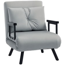 HOMCOM Click Clack Single Chair Bed Settee for Living Room, Light Grey