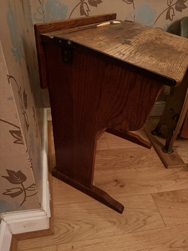 Vintage oak school desk - school,