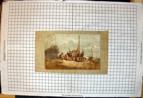 Antique print boat aground - antique,