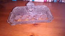 VINTAGE AVON CRYSTALUCENT CLEAR GLASS LIDDED BUTTER DISH PERFECT