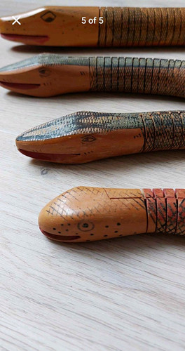 Set hand carved painted - 4, hand-carved