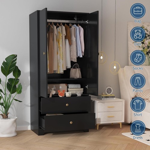 Wooden armoire wardrobe - 71"h,
