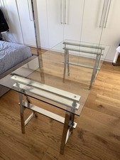 Height adjustable steel / glass Saw Horse table