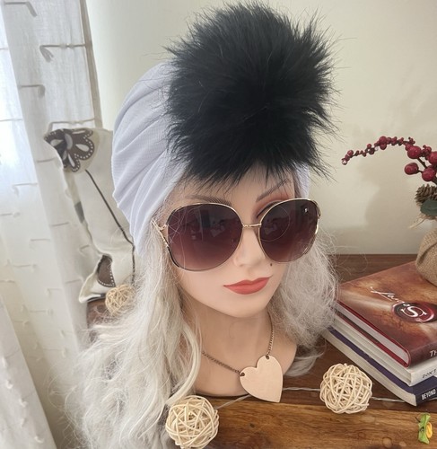 White stretch turban - stretch,