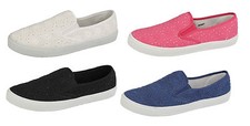 Ladies Spot On Slip On Textile Canvas with Floral Pattern in 4 Colours - F80056