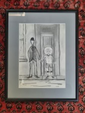 "SAINT WITH HERO"  PENCIL SKETCH 1985 BY SWANSEA ARTIST JACK JONES (1922 - 1993)