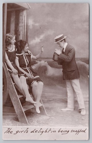 Rppc edwardian bathing - edwardian,