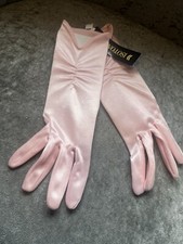 Isotoner Pink Evening gloves Ruched Party cocktail Satin Cruise Prom Bridesmaid