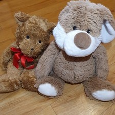 Intelex Microwavable Teddy Bear Red Bow & Sainsburys Bunny Rabbit Plush Winter 