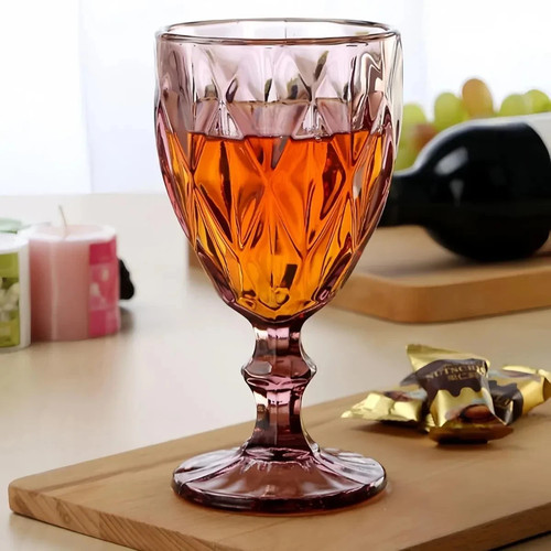 Pink wine goblet crystal - wine,