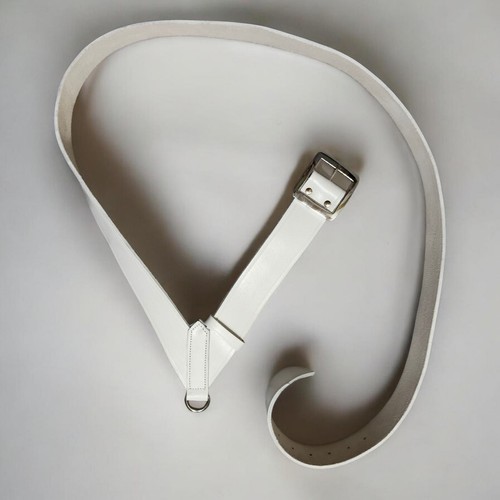 White leather drum sling - leather,