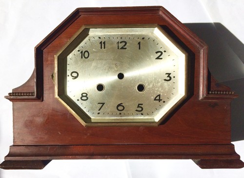 Mahogany art deco mantel clock - mantel,