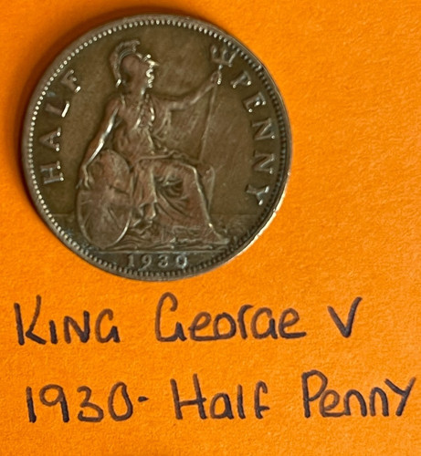 King george half penny coin - king,